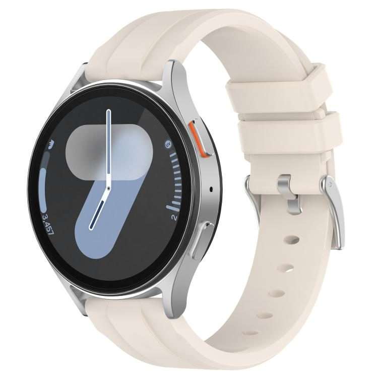 20mm Flat Head Solid Color Steel Buckle Silicone Watch Band(Starlight)