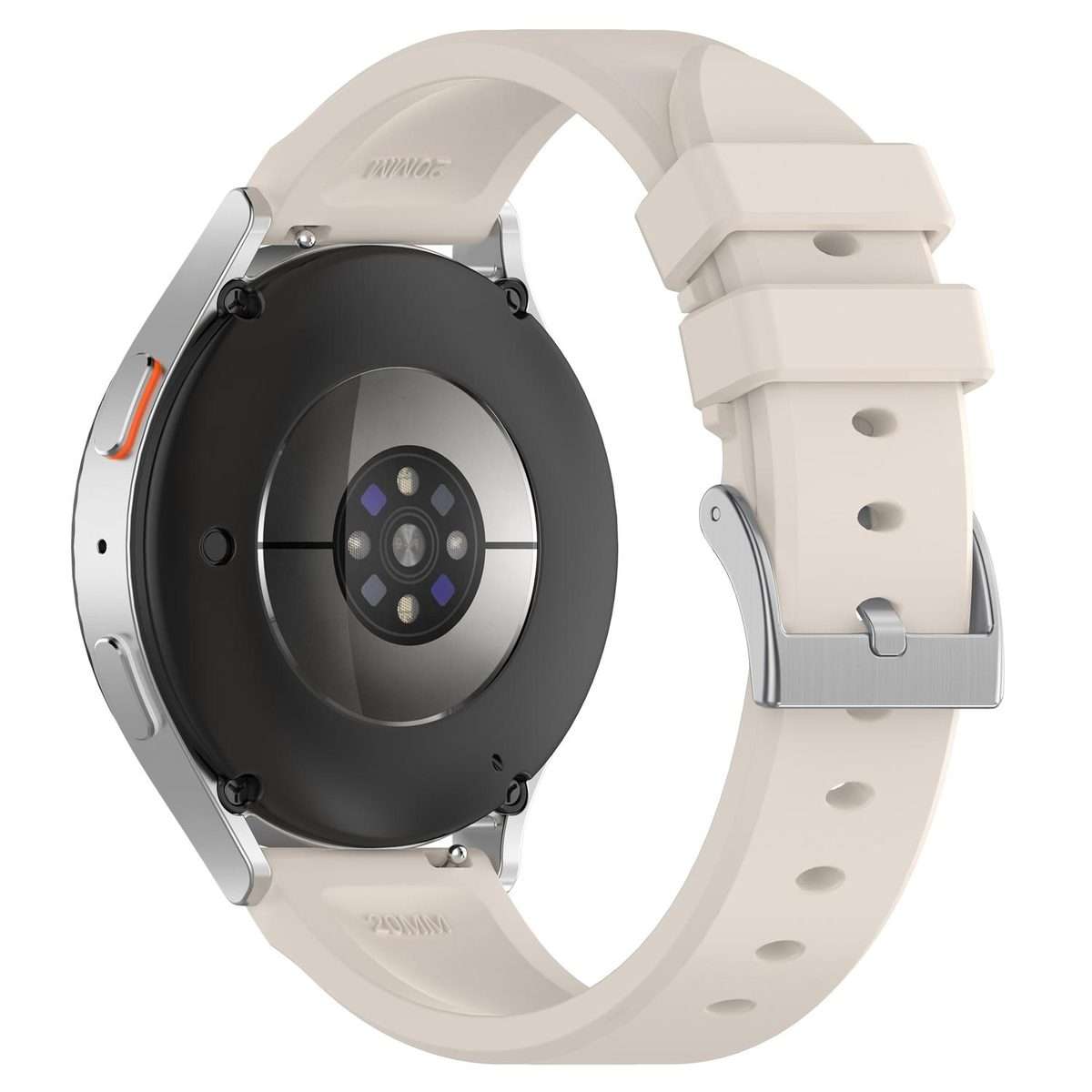 20mm Flat Head Solid Color Steel Buckle Silicone Watch Band(Starlight)