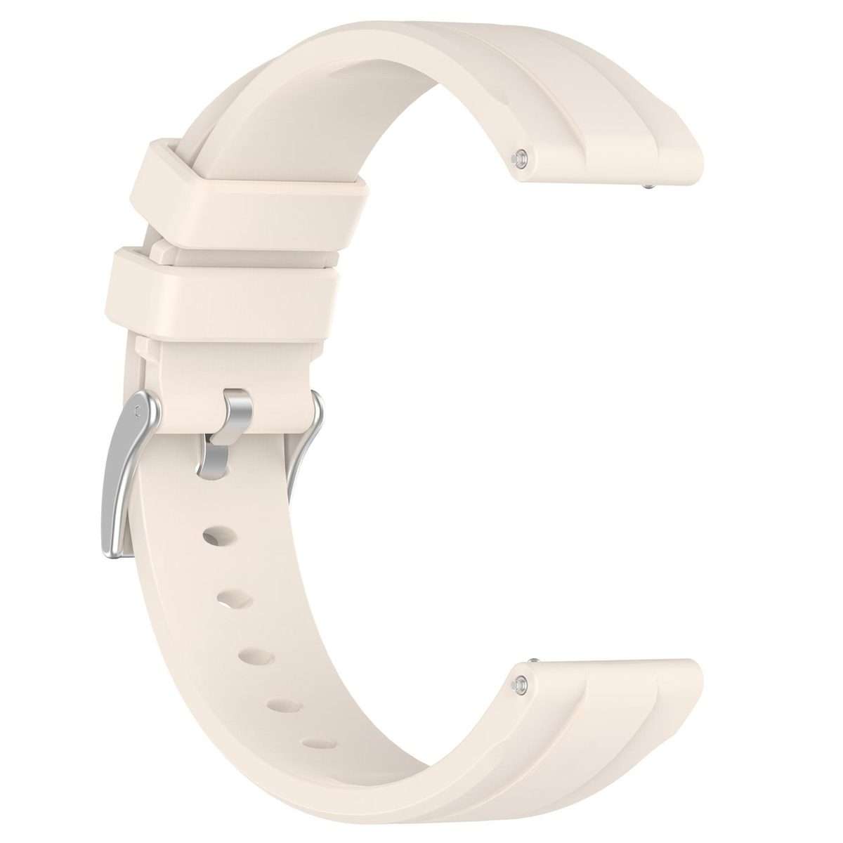 20mm Flat Head Solid Color Steel Buckle Silicone Watch Band(Starlight)