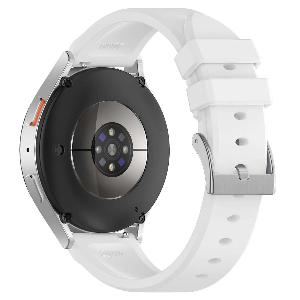 22mm Flat Head Solid Color Steel Buckle Silicone Watch Band(White)