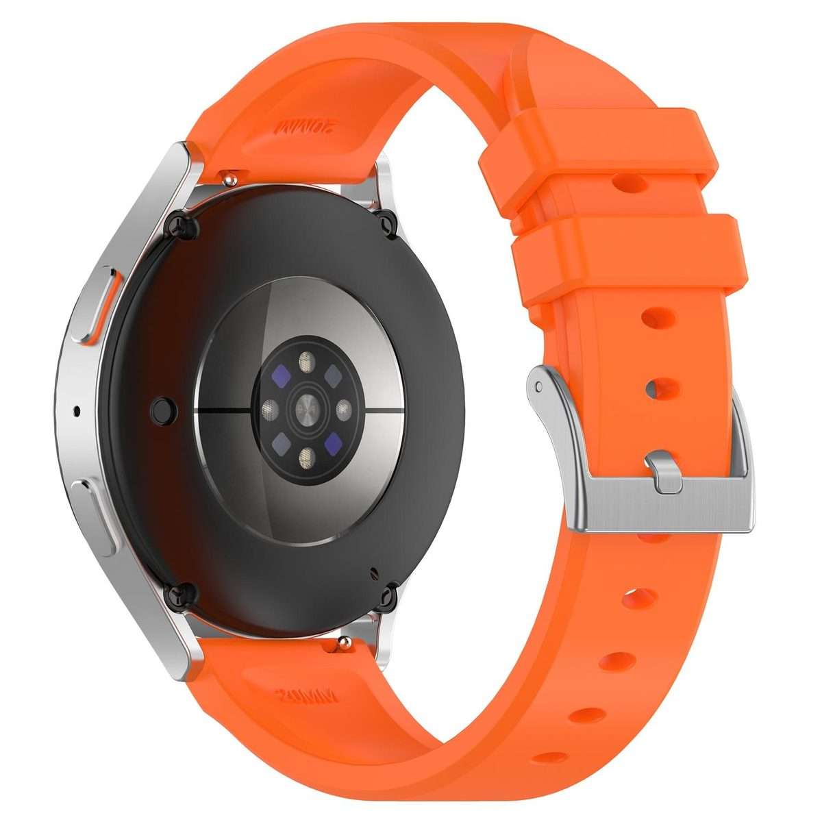 22mm Flat Head Solid Color Steel Buckle Silicone Watch Band(Orange)