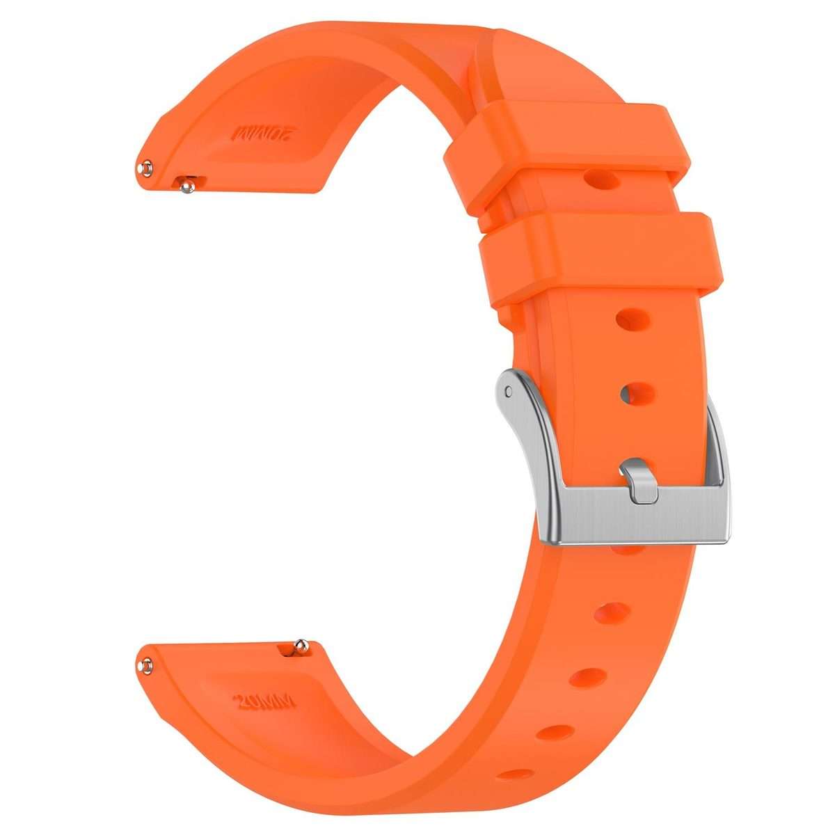 22mm Flat Head Solid Color Steel Buckle Silicone Watch Band(Orange)
