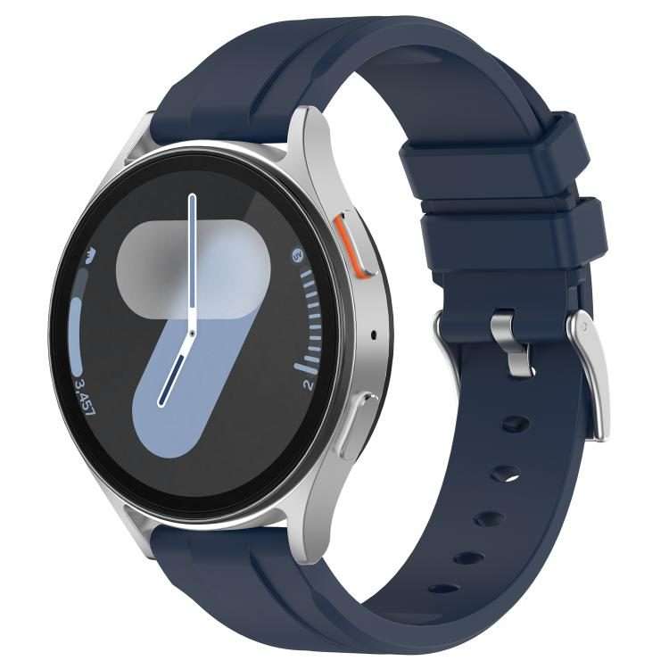 22mm Flat Head Solid Color Steel Buckle Silicone Watch Band(Navy Blue)