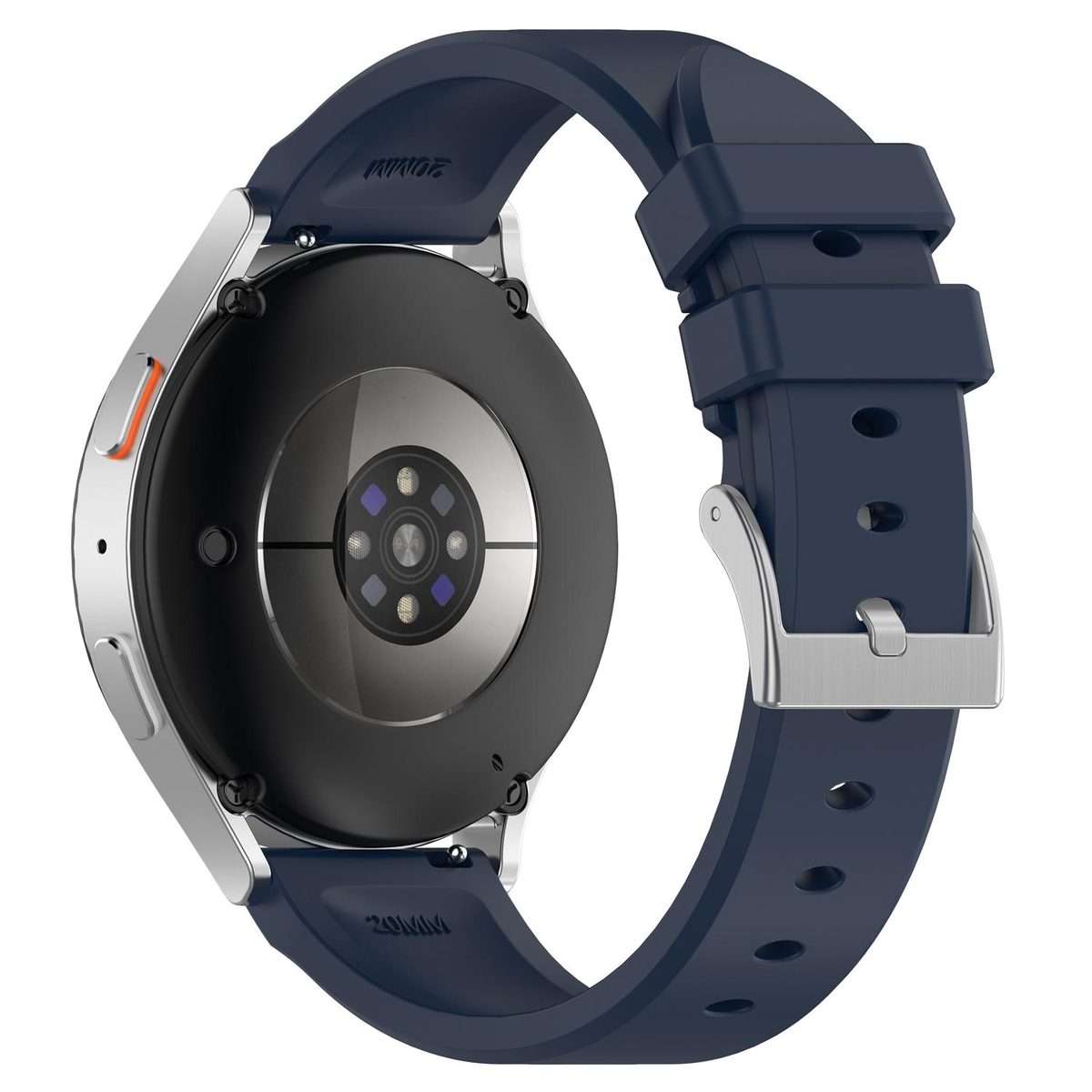 22mm Flat Head Solid Color Steel Buckle Silicone Watch Band(Navy Blue)