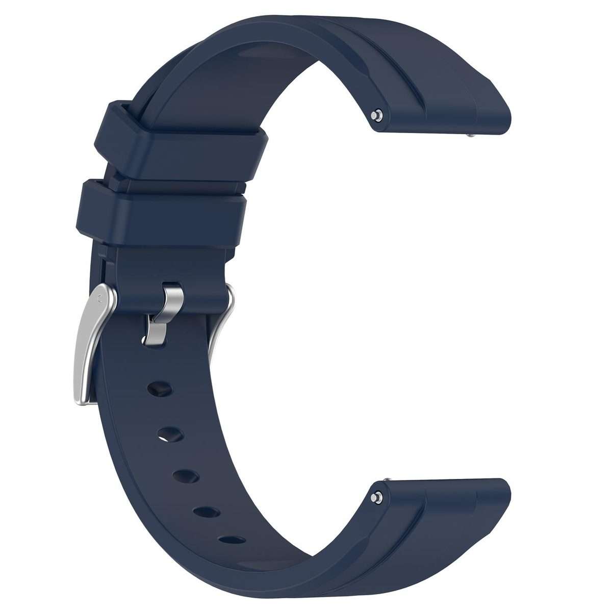 22mm Flat Head Solid Color Steel Buckle Silicone Watch Band(Navy Blue)