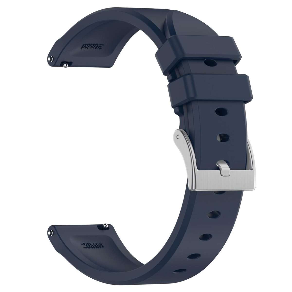 22mm Flat Head Solid Color Steel Buckle Silicone Watch Band(Navy Blue)