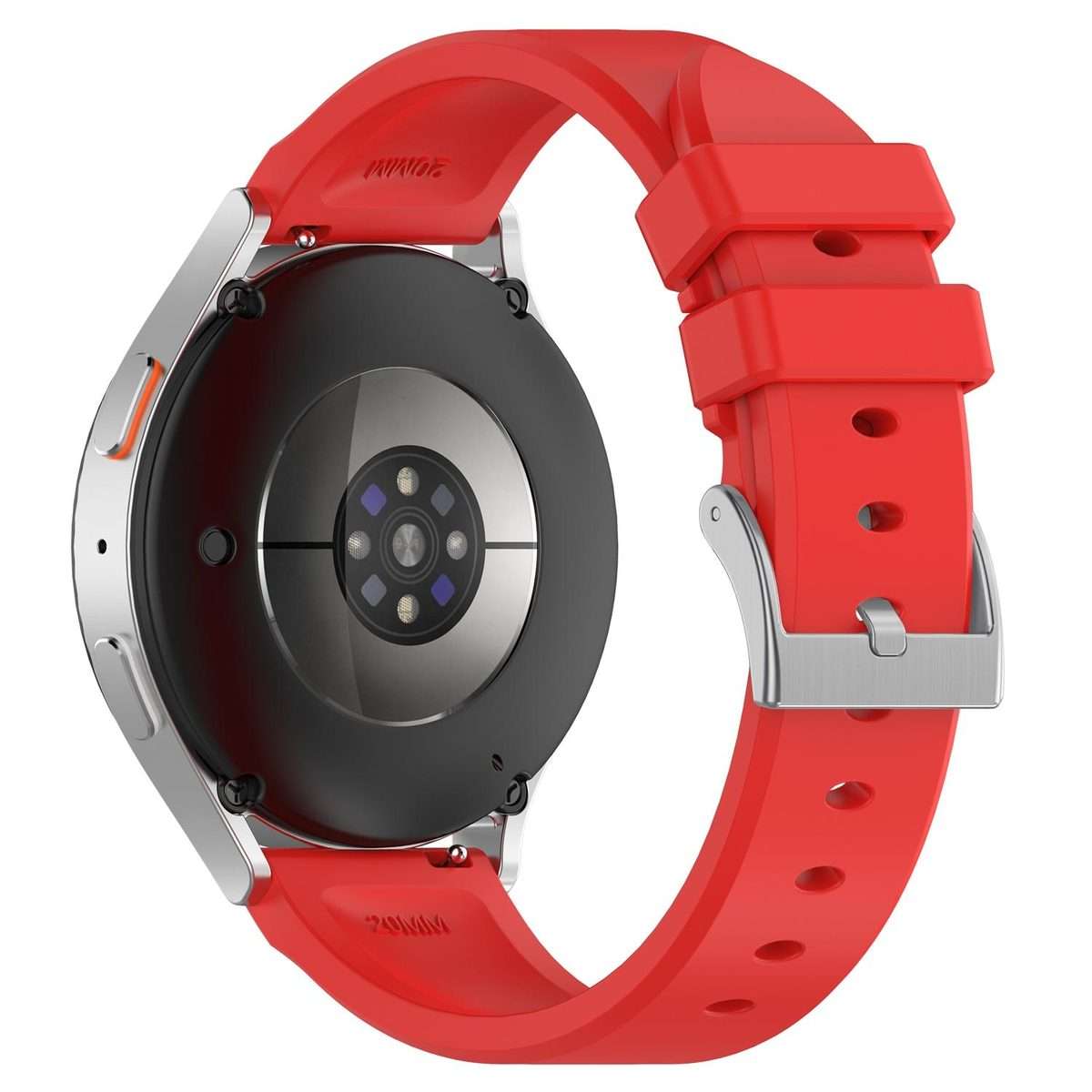 22mm Flat Head Solid Color Steel Buckle Silicone Watch Band(Red)