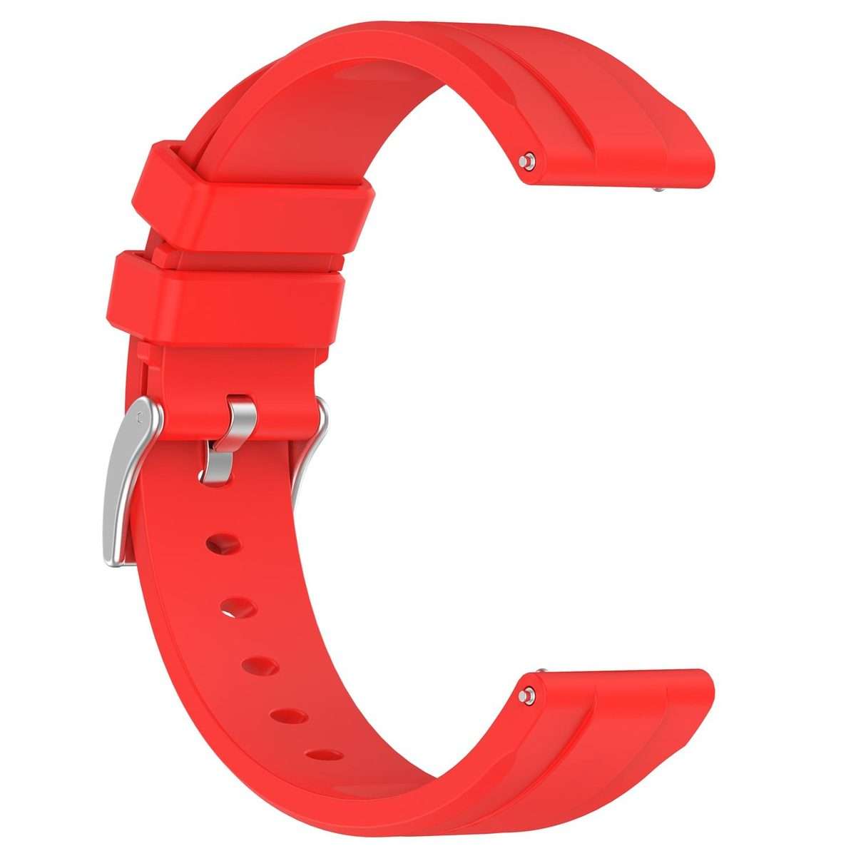 22mm Flat Head Solid Color Steel Buckle Silicone Watch Band(Red)