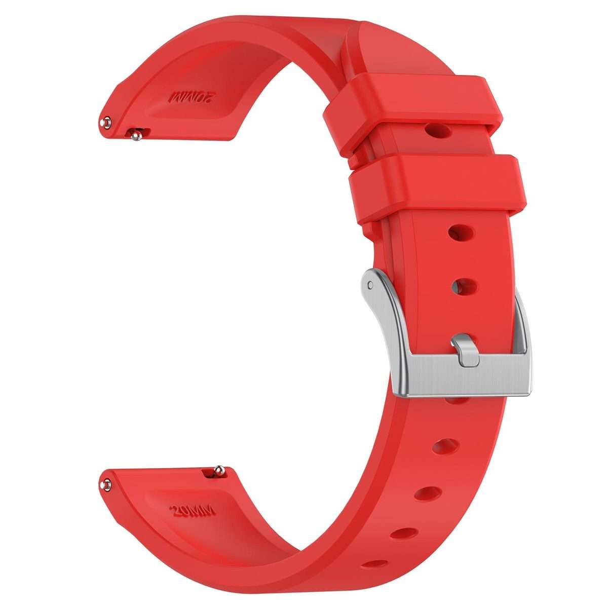 22mm Flat Head Solid Color Steel Buckle Silicone Watch Band(Red)