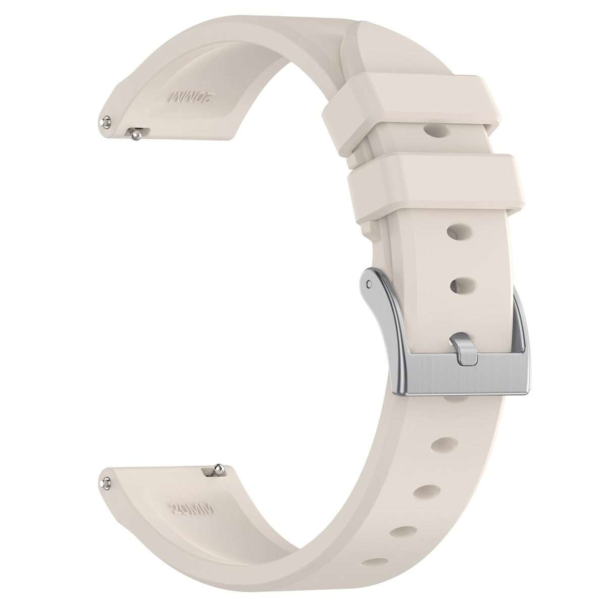 22mm Flat Head Solid Color Steel Buckle Silicone Watch Band(Starlight)