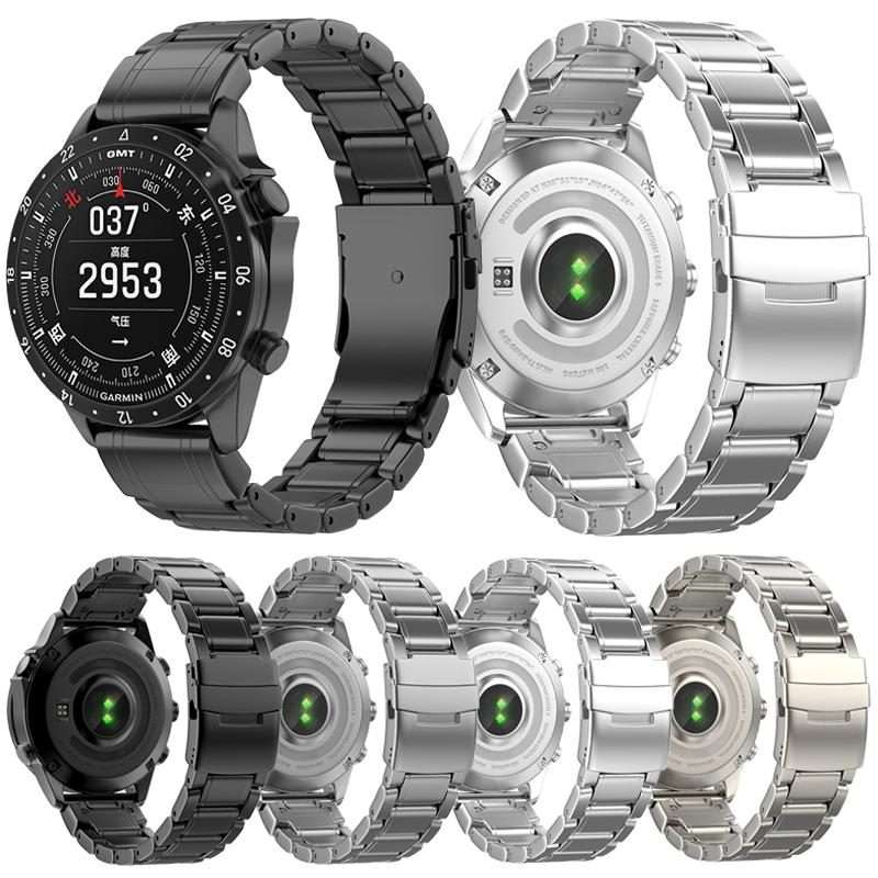 For Gamin 26mm Safety Buckle Pure Titanium Metal Watch Band(Silver)