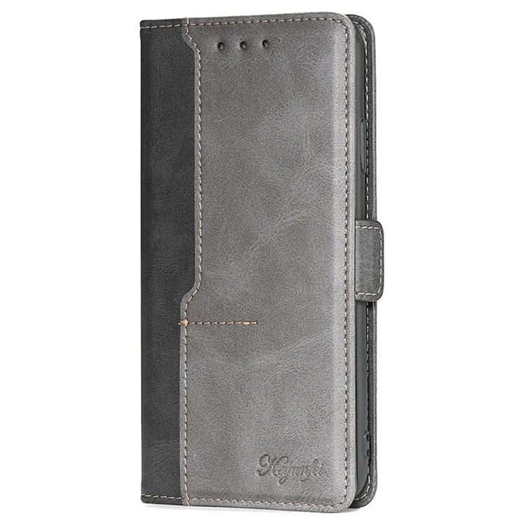 For Redmi K80 Ultra Contrast Color Side Buckle Leather Phone Case(Black + Grey)