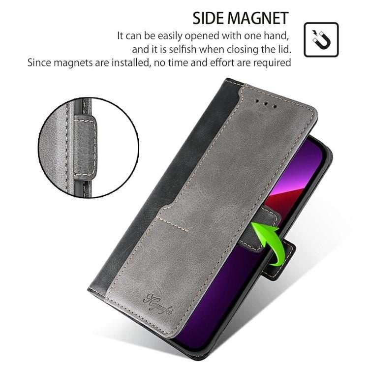 For Redmi K80 Ultra Contrast Color Side Buckle Leather Phone Case(Black + Grey)