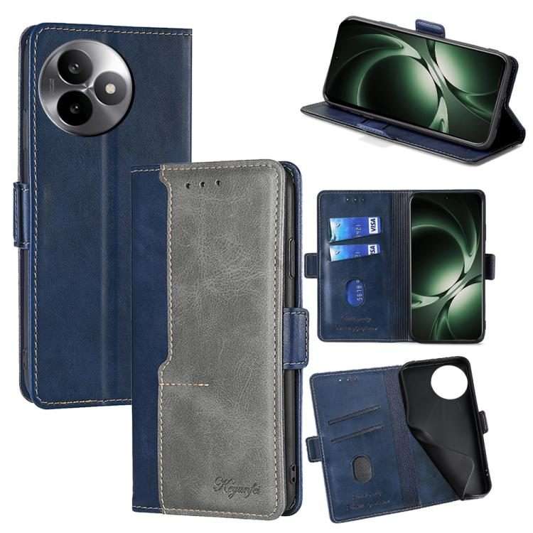 For Redmi K80 Ultra Contrast Color Side Buckle Leather Phone Case(Blue + Grey)