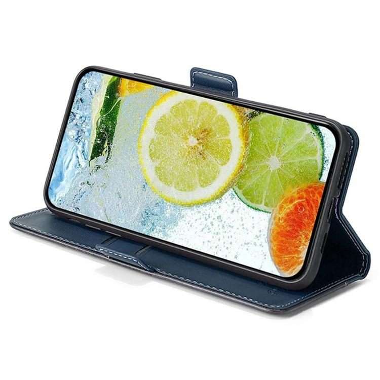 For Redmi K80 Ultra Contrast Color Side Buckle Leather Phone Case(Blue + Grey)