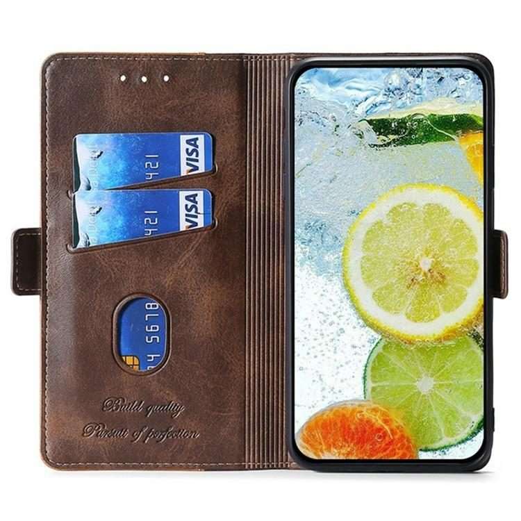 For Redmi K80 Ultra Contrast Color Side Buckle Leather Phone Case(Light Brown + Green)