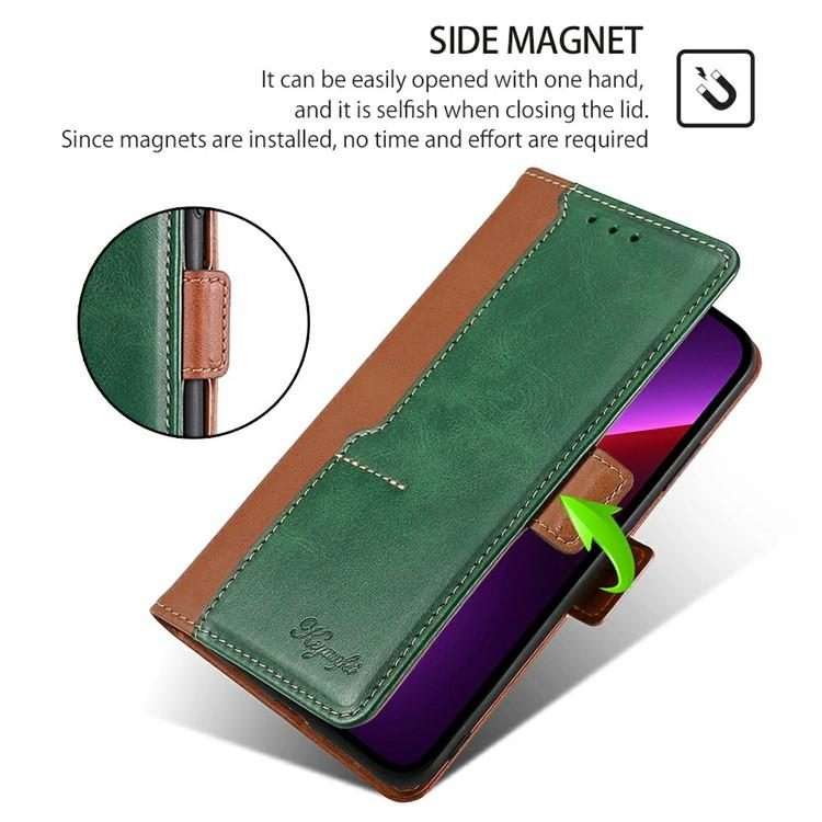 For Redmi K80 Ultra Contrast Color Side Buckle Leather Phone Case(Light Brown + Green)