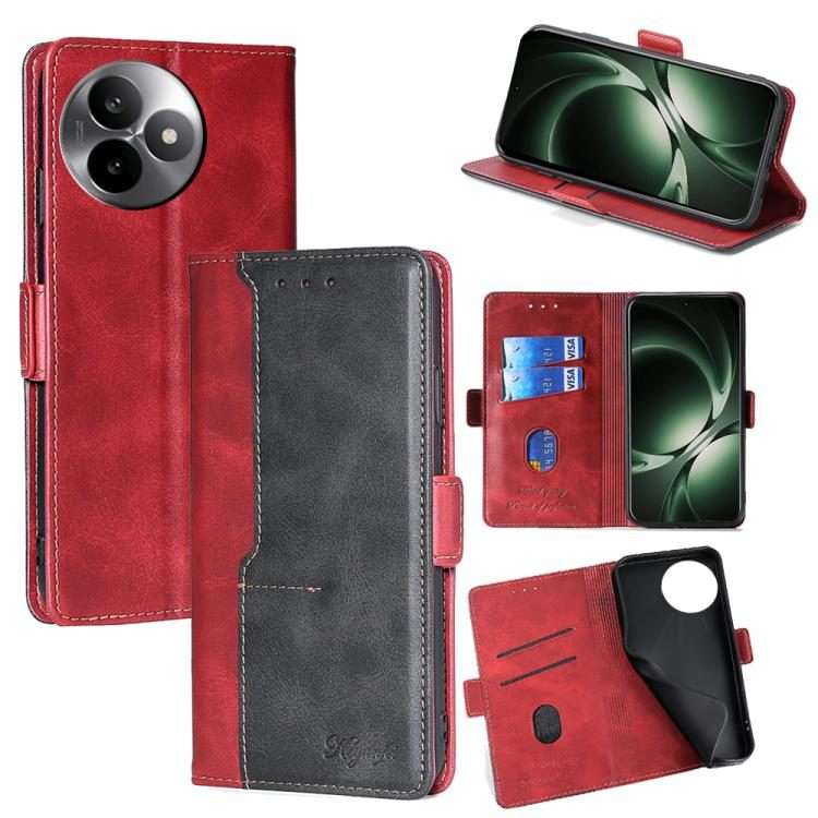 For Redmi K80 Ultra Contrast Color Side Buckle Leather Phone Case(Red + Black)
