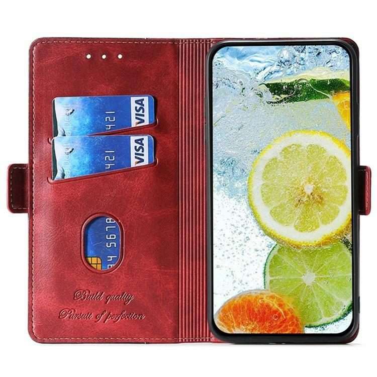 For Redmi K80 Ultra Contrast Color Side Buckle Leather Phone Case(Red + Black)