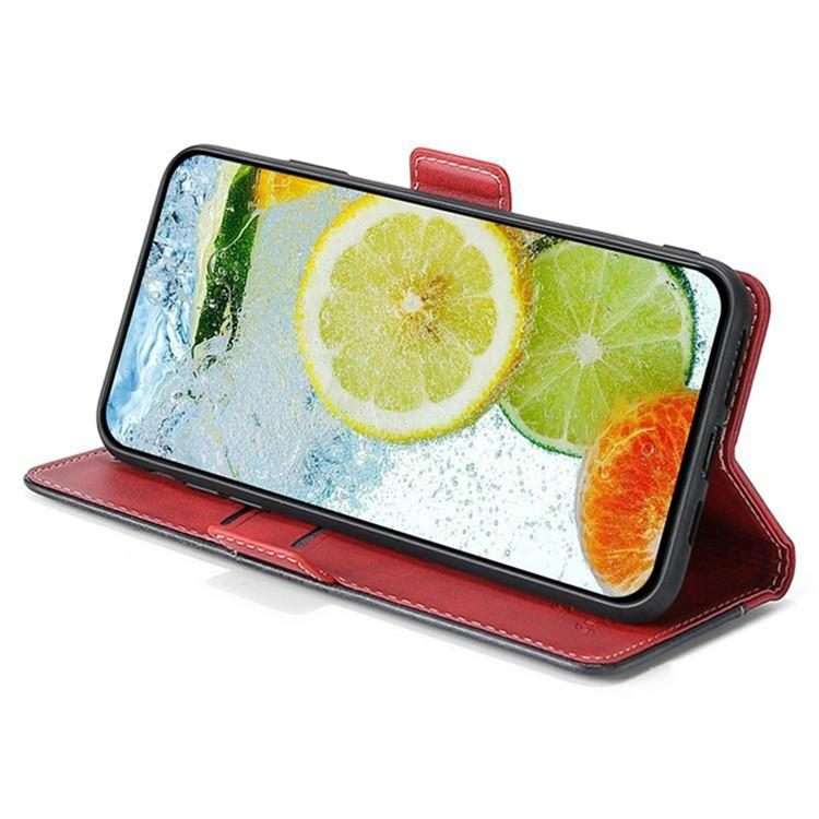 For Redmi K80 Ultra Contrast Color Side Buckle Leather Phone Case(Red + Black)