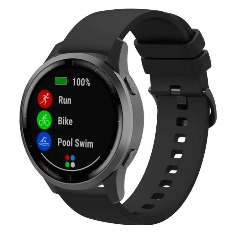 22mm xDfind Flat Pure Color Silicone Watch Band(Black)