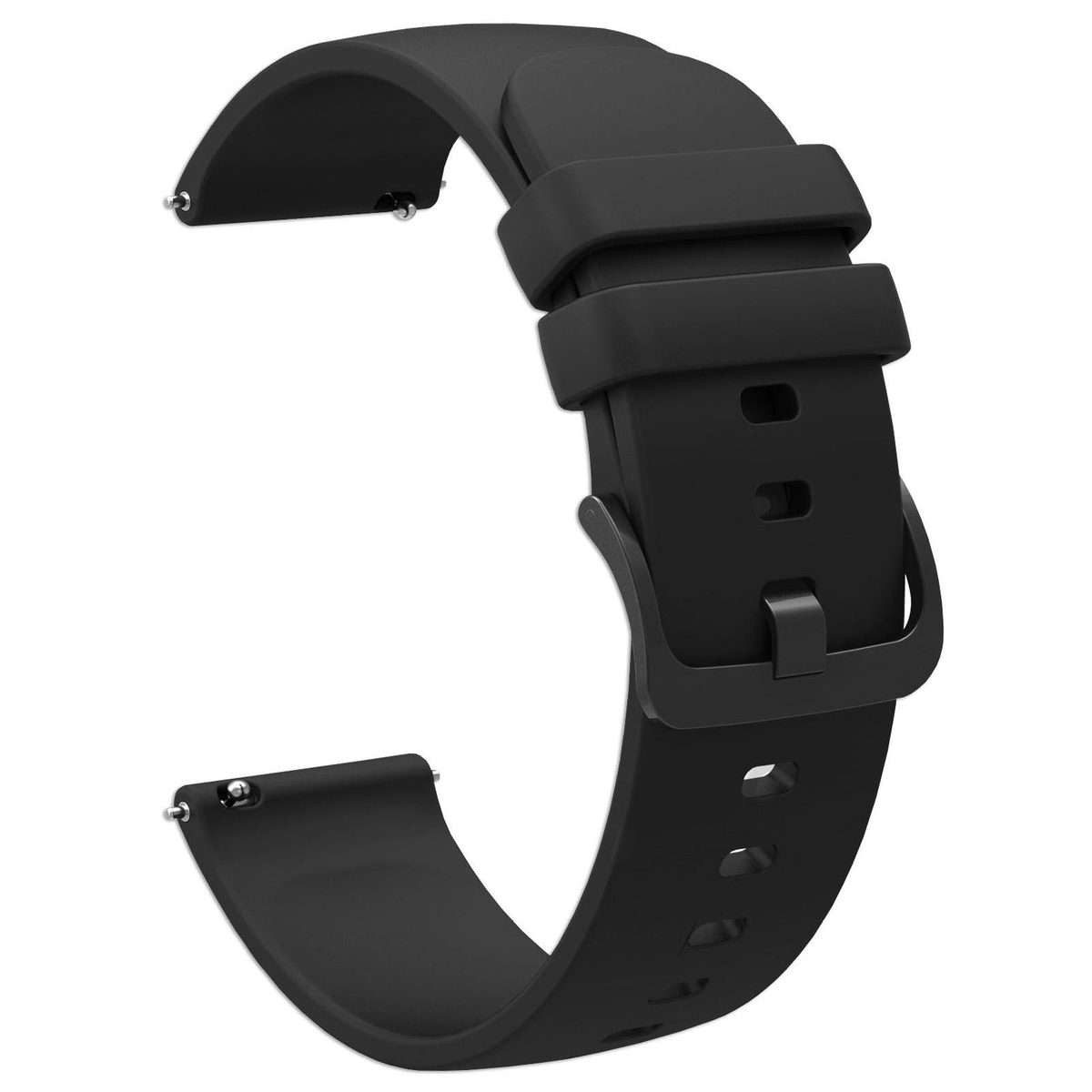 22mm xDfind Flat Pure Color Silicone Watch Band(Black)