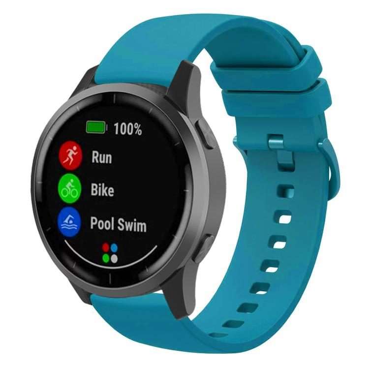 22mm xDfind Flat Pure Color Silicone Watch Band(Cyan-blue)