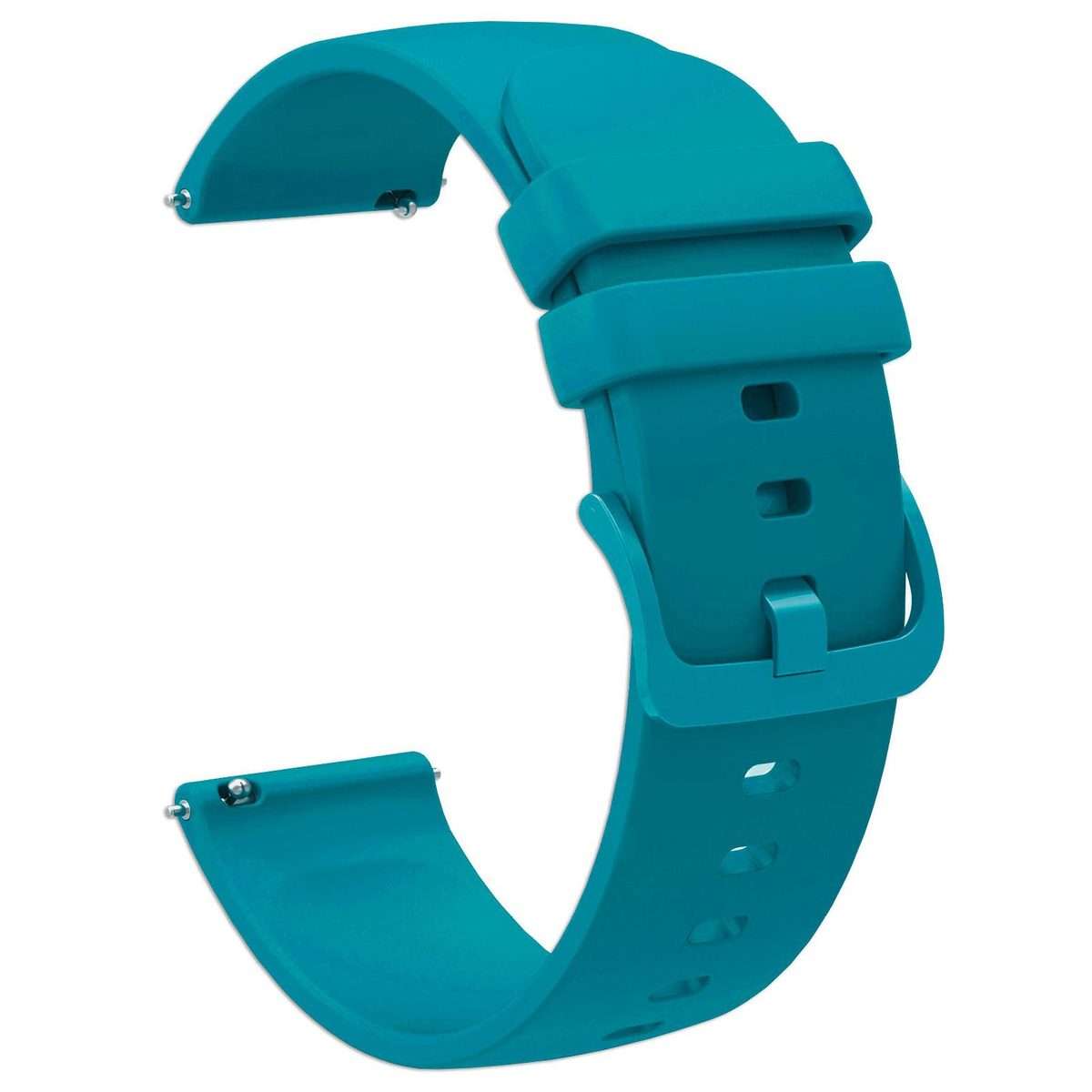22mm xDfind Flat Pure Color Silicone Watch Band(Cyan-blue)