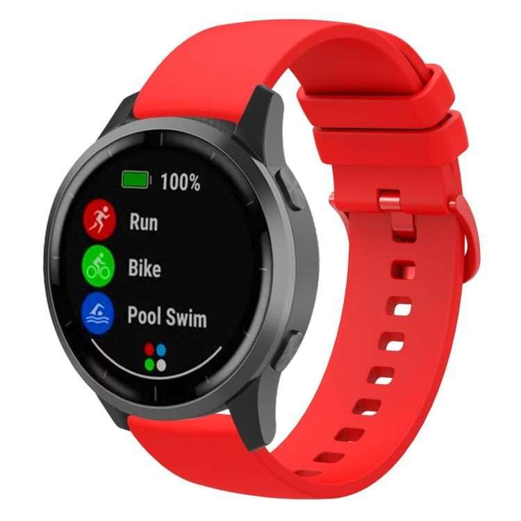 22mm xDfind Flat Pure Color Silicone Watch Band(Red)