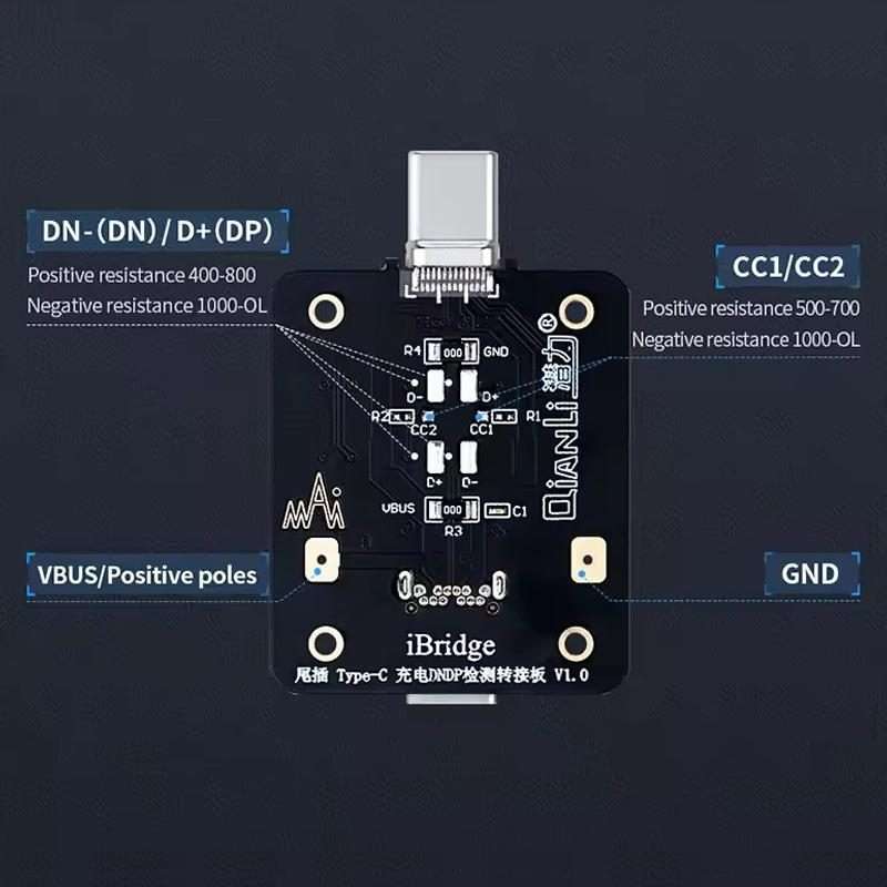 QianLi iBridge Tail Plug Charging DNDP Detection Epitaxial Board, Model:8 Pin