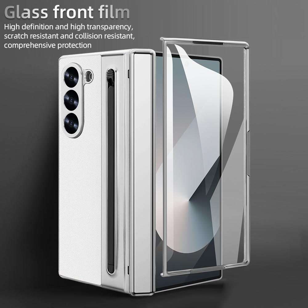 For Samsung Galaxy Z Fold5 5G VIETAO Electroplating Integrated Pen Slot Folding PU Pho ... (White)