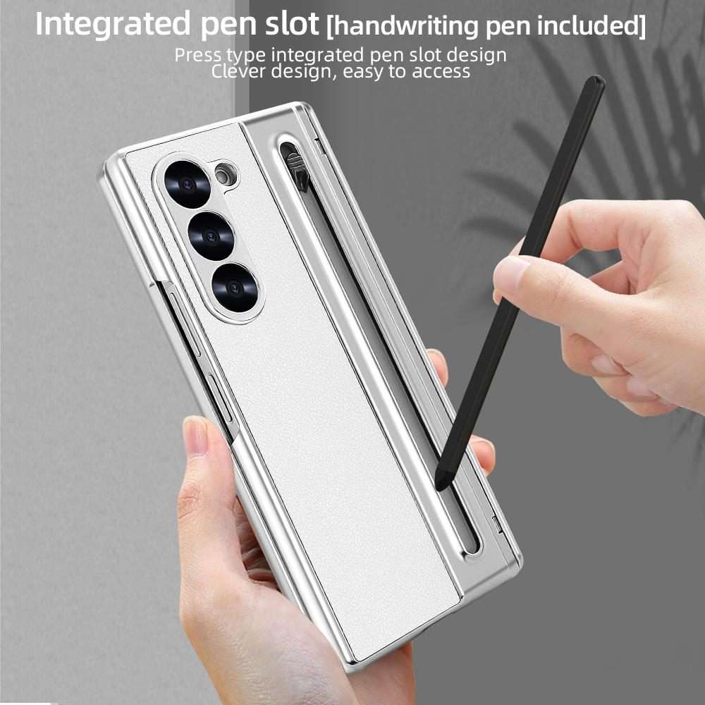 For Samsung Galaxy Z Fold5 5G VIETAO Electroplating Integrated Pen Slot Folding PU Pho ... (White)
