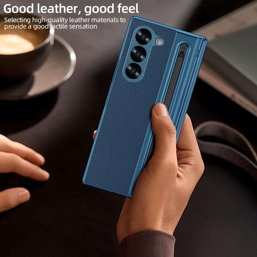 For Samsung Galaxy Z Fold5 5G VIETAO Electroplating Integrated Pen Slot Folding PU Phon ... (Blue)