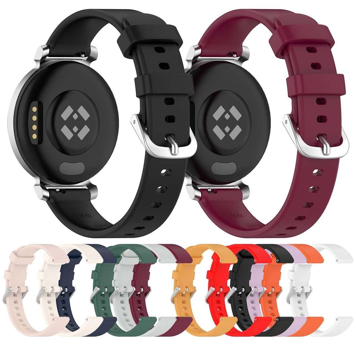 For Garmin Lily 2 xDfind Quick Release Silver Buckle Silicone Watch Band Wristband(Starlight)