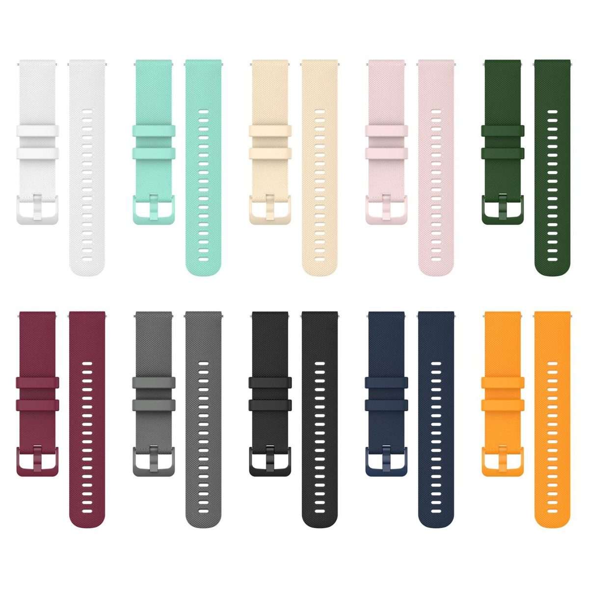 18mm For Garmin Venu 2S / Move 3S / Active S xDfind Small Plaid Solid Color Silicone W ... (White)