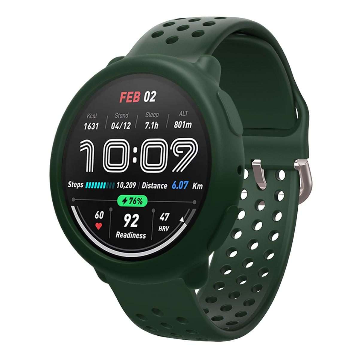 For Amazfit Active 2 Silicone Watch Protective Case(Army Green)