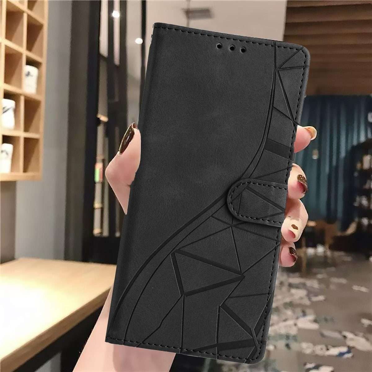 For Redmi K80 / K80 Pro Triangles Embossed Leather Phone Case(Black)