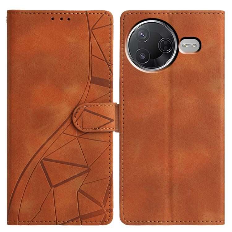 For Redmi K80 / K80 Pro Triangles Embossed Leather Phone Case(Brown)