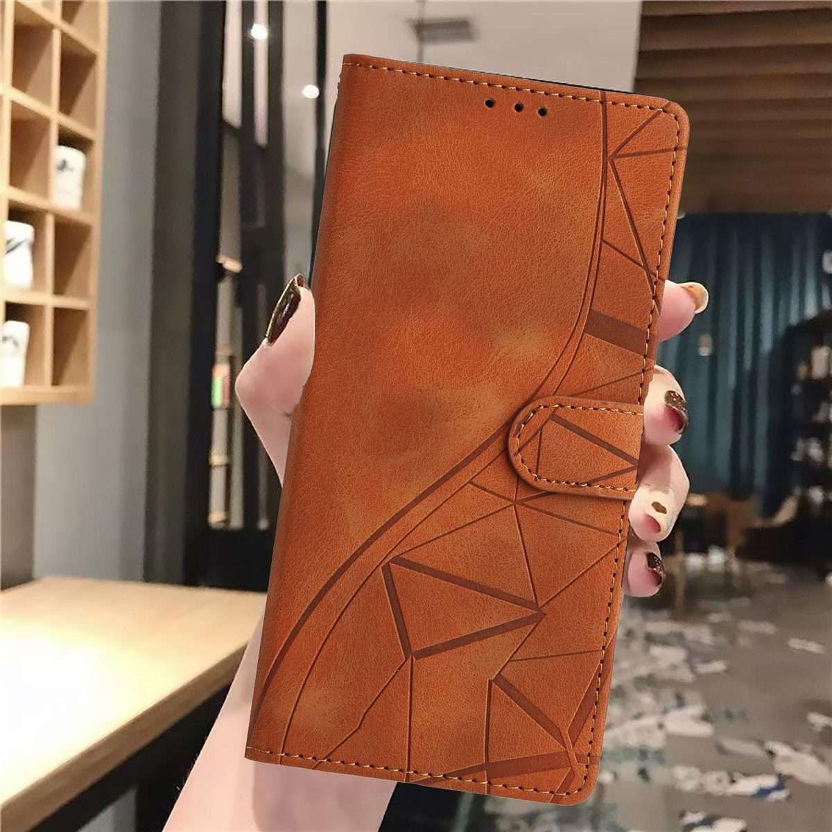 For Redmi K80 / K80 Pro Triangles Embossed Leather Phone Case(Brown)