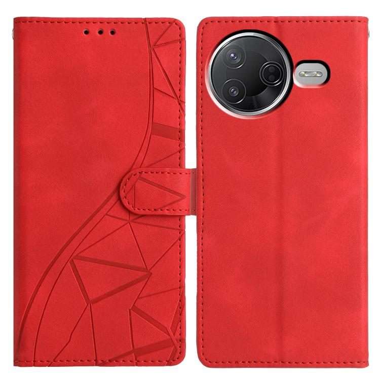 For Redmi K80 / K80 Pro Triangles Embossed Leather Phone Case(Red)