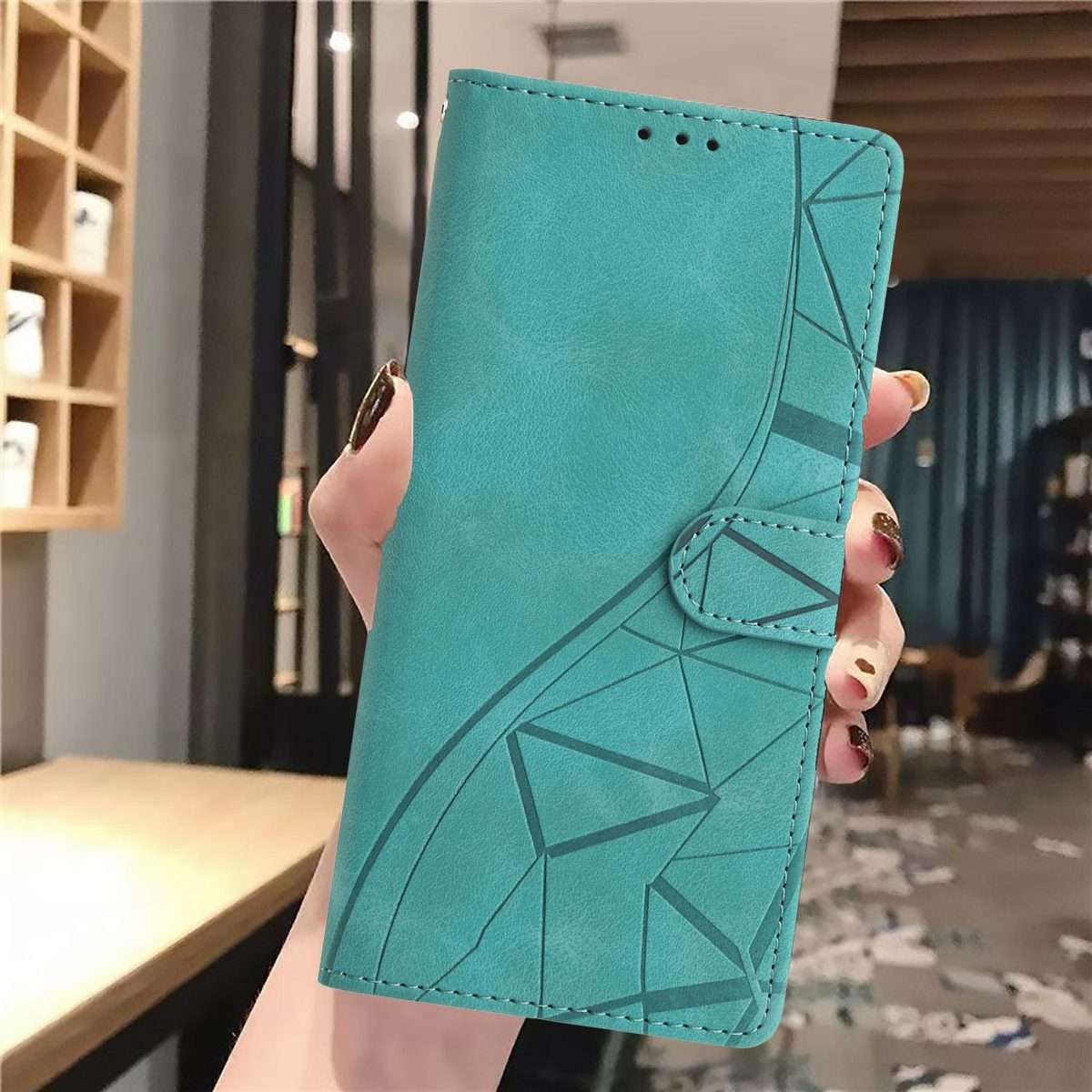 For Redmi K80 / K80 Pro Triangles Embossed Leather Phone Case(Green)