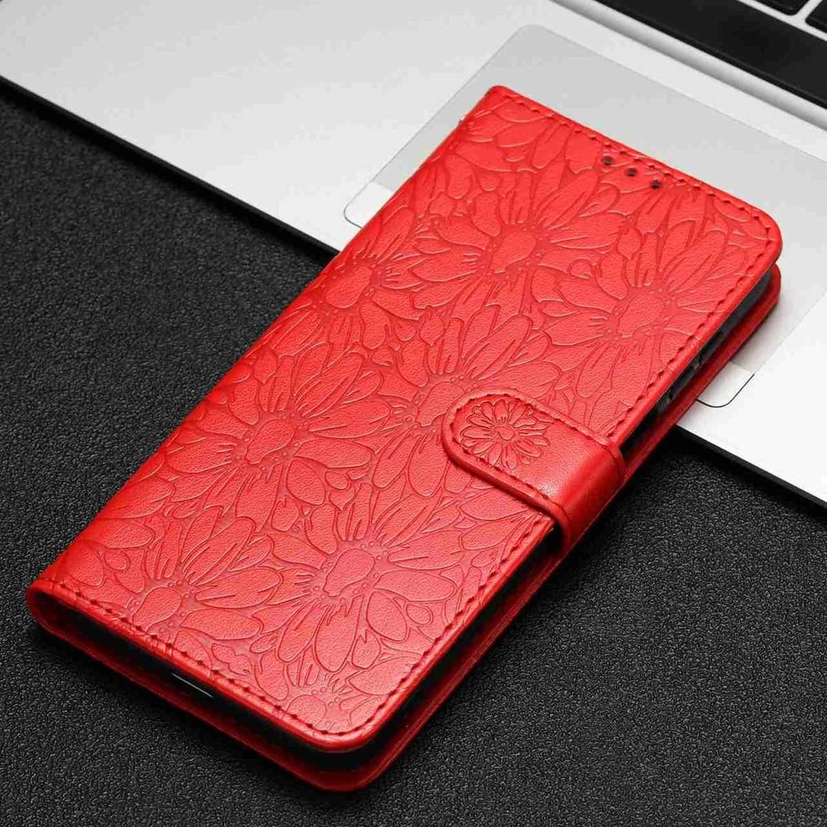 For Redmi K90 / Poco F8 Pro Daisy Embossed Leather Phone Case(Red)