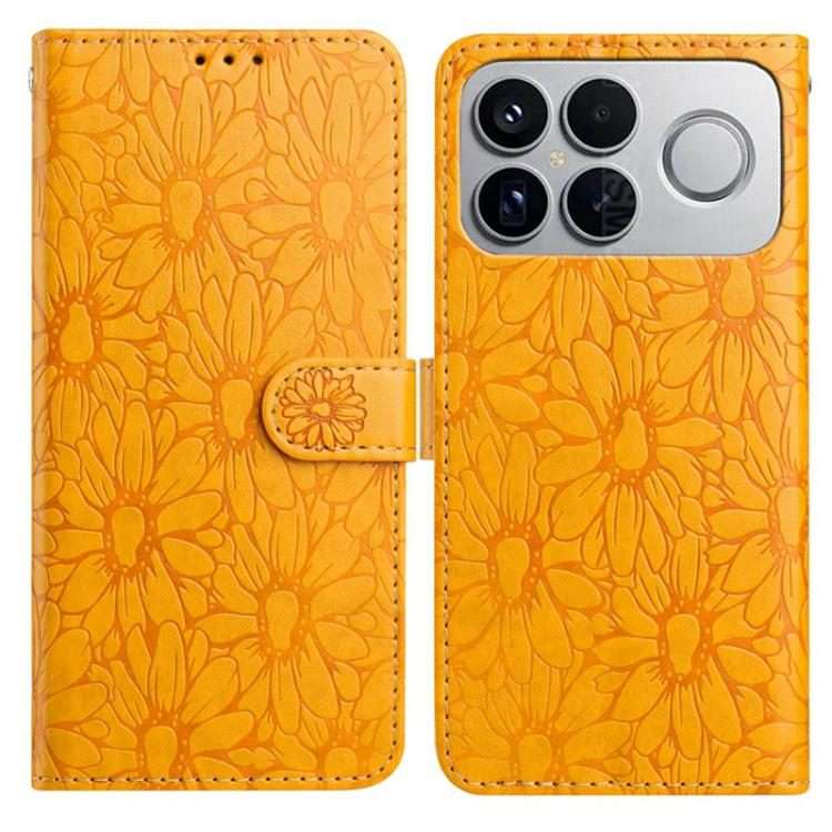 For Redmi K90 / Poco F8 Pro Daisy Embossed Leather Phone Case(Yellow)