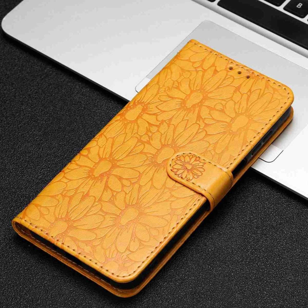 For Redmi K90 / Poco F8 Pro Daisy Embossed Leather Phone Case(Yellow)