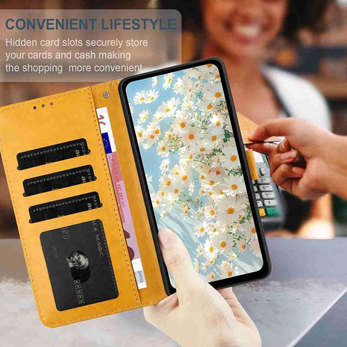For Redmi K90 / Poco F8 Pro Daisy Embossed Leather Phone Case(Yellow)