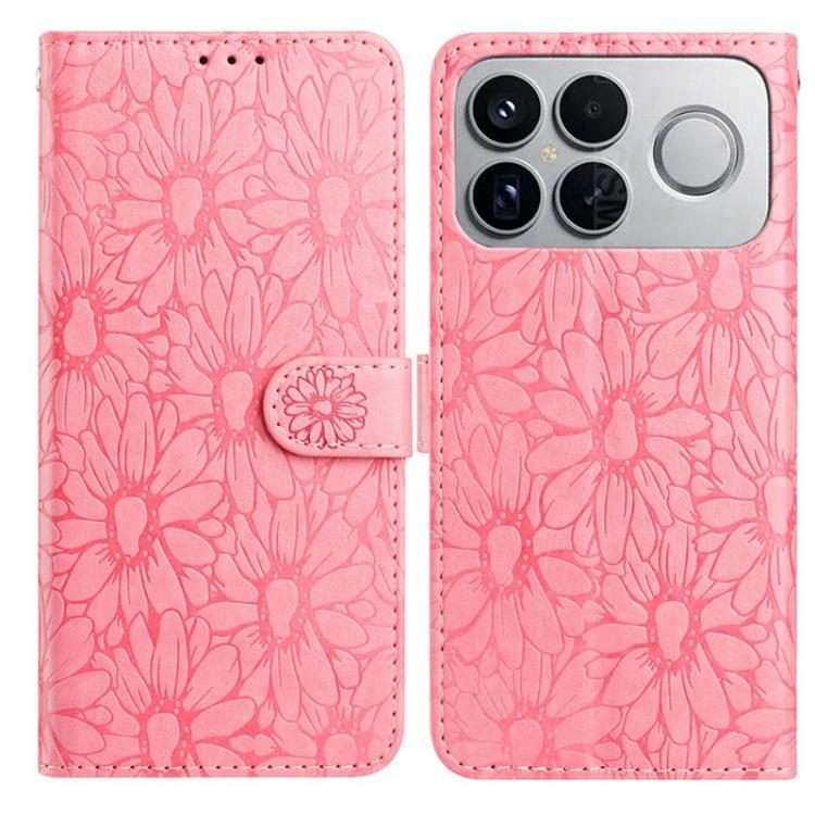For Redmi K90 / Poco F8 Pro Daisy Embossed Leather Phone Case(Pink)
