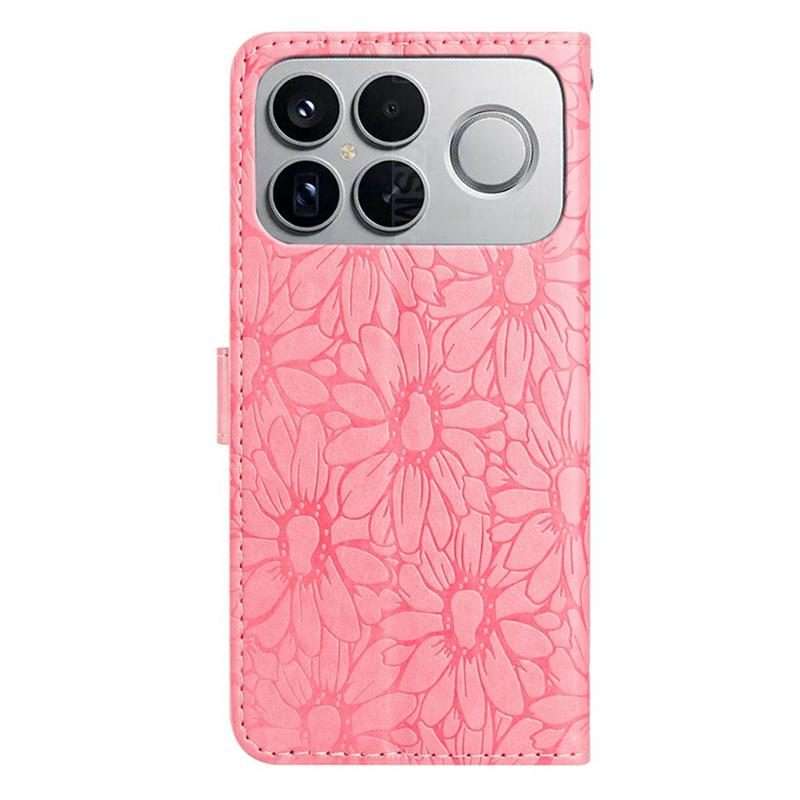 For Redmi K90 / Poco F8 Pro Daisy Embossed Leather Phone Case(Pink)