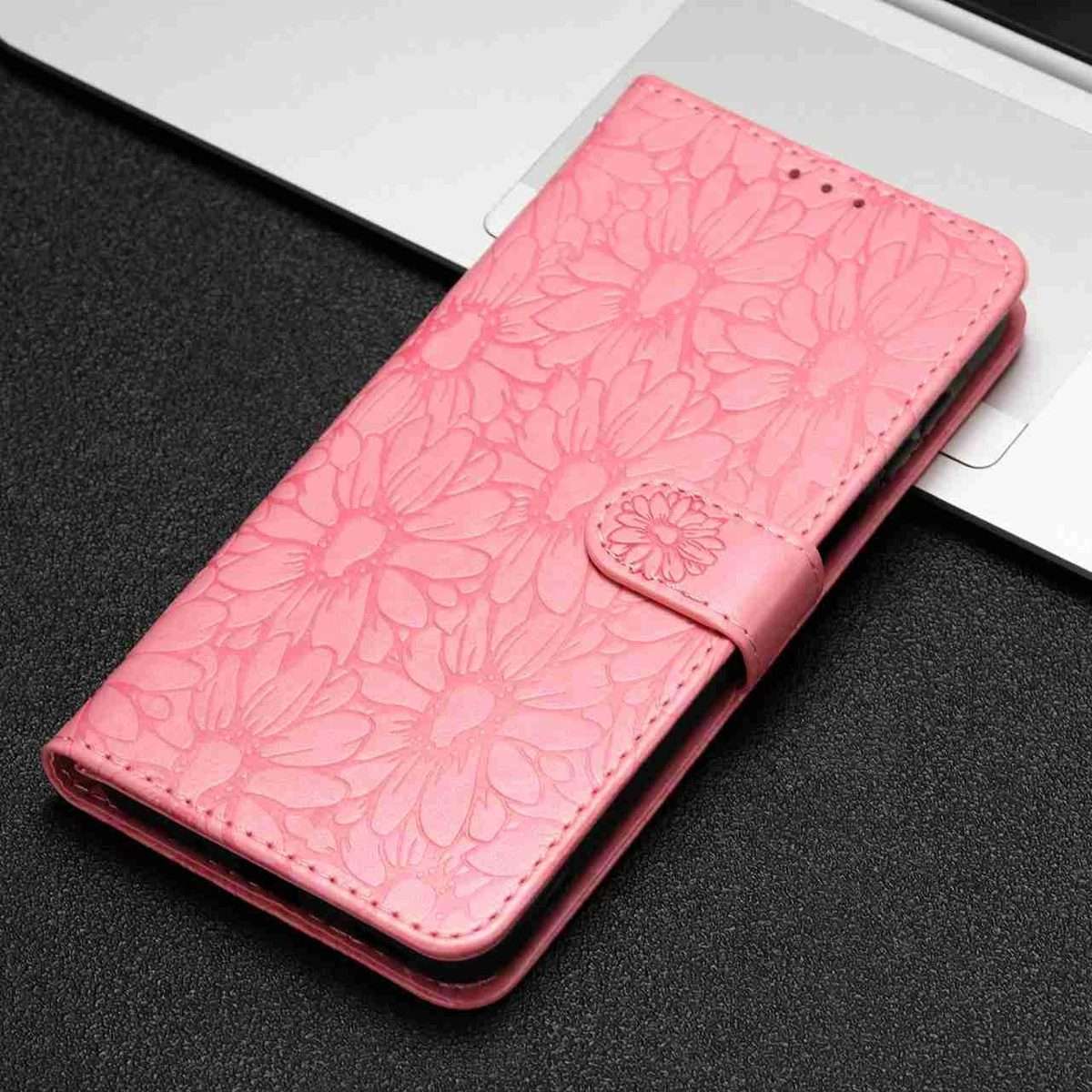 For Redmi K90 / Poco F8 Pro Daisy Embossed Leather Phone Case(Pink)
