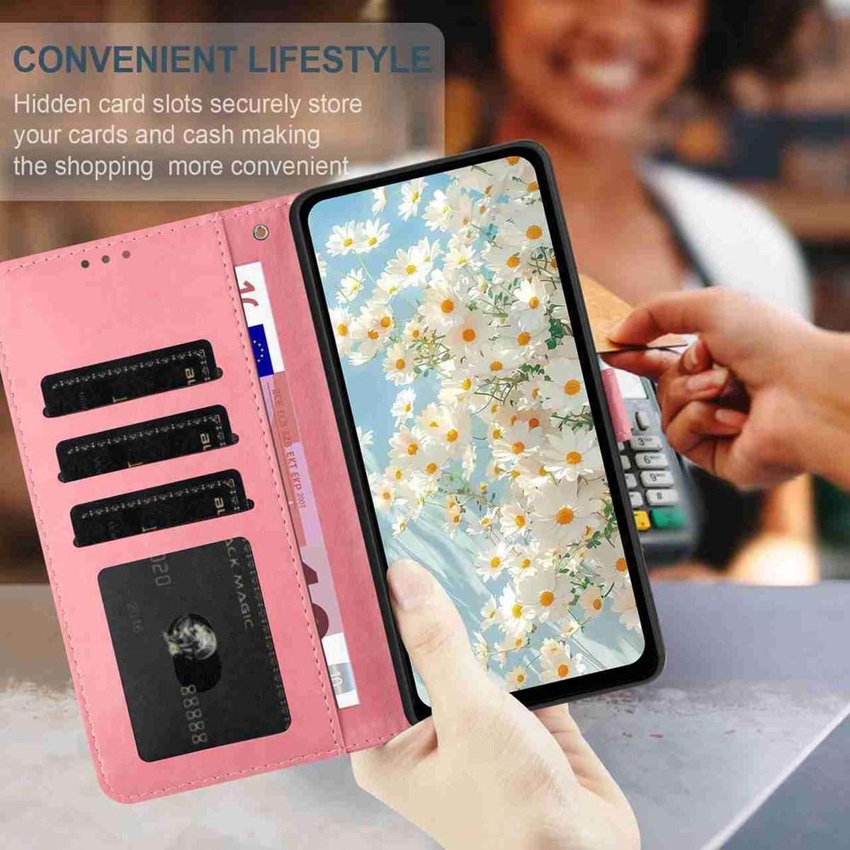 For Redmi K90 / Poco F8 Pro Daisy Embossed Leather Phone Case(Pink)