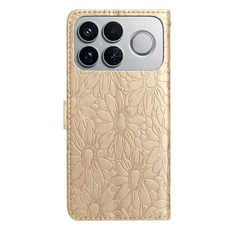 For Redmi K90 / Poco F8 Pro Daisy Embossed Leather Phone Case(Gold)